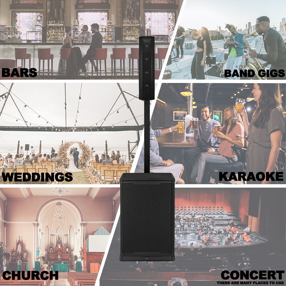 Professional Active Array Column Speaker PA System – 12" Subwoofer, DSP, Bluetooth TWS, Karaoke