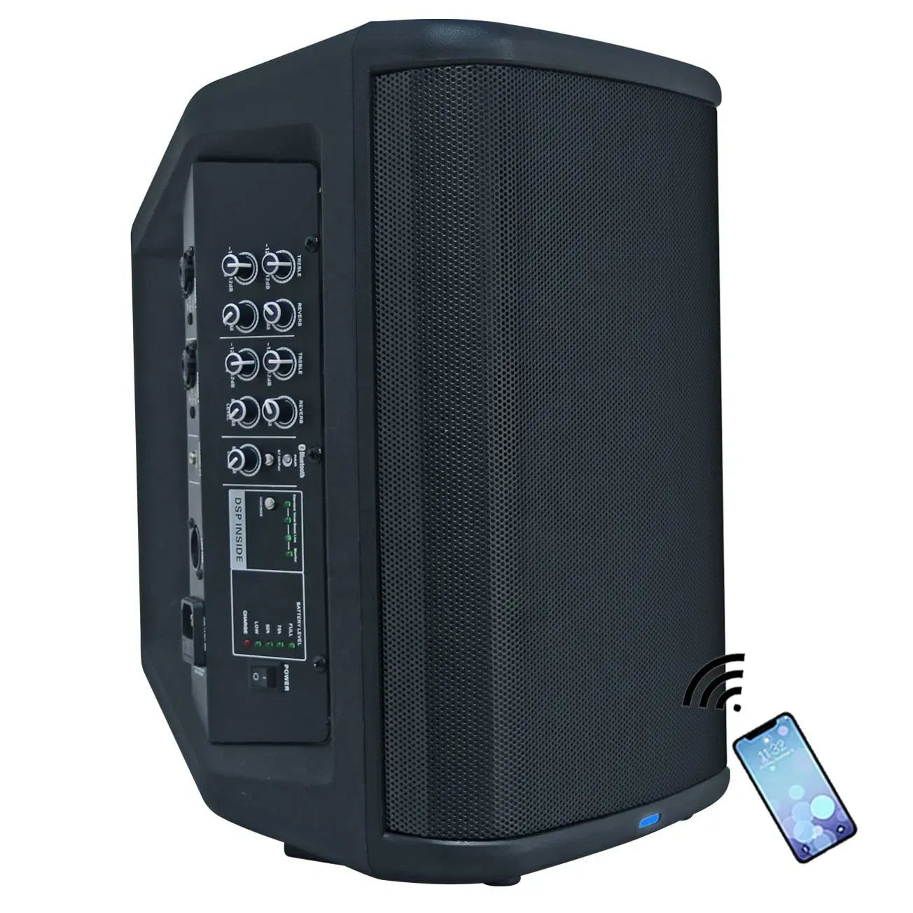 1500W 8" Portable Professional PA Speaker System – Outdoor Karaoke with Battery, DSP Mixer, Guitar Input