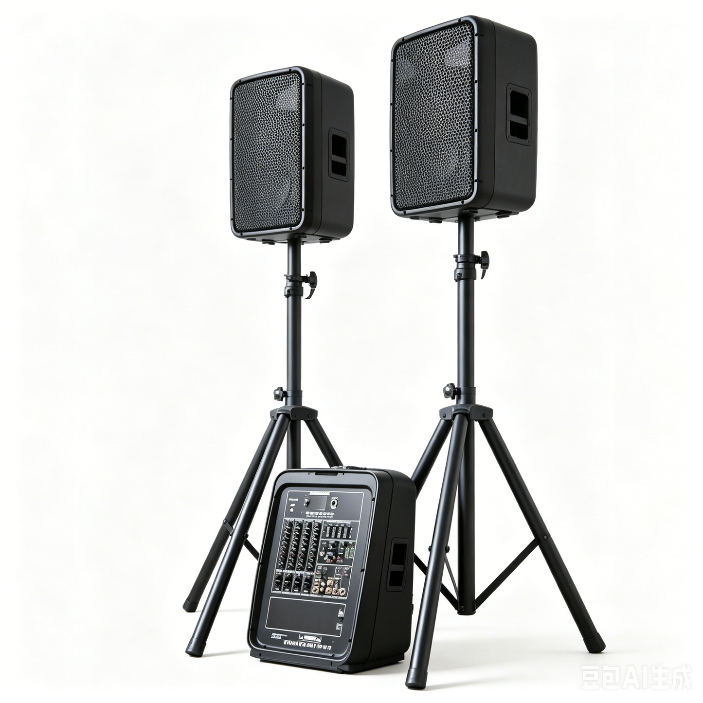 8" Colorful MP3 Lyric Screen Powered Combo Speaker – 2×150W Stereo Mixer, USB/BT/TWS/DSP, 4-Channel Mic Input