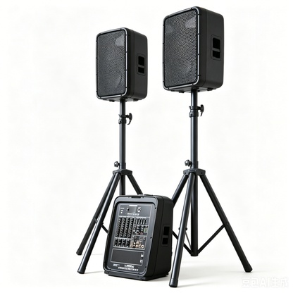 8" Colorful MP3 Lyric Screen Powered Combo Speaker – 2×150W Stereo Mixer, USB/BT/TWS/DSP, 4-Channel Mic Input