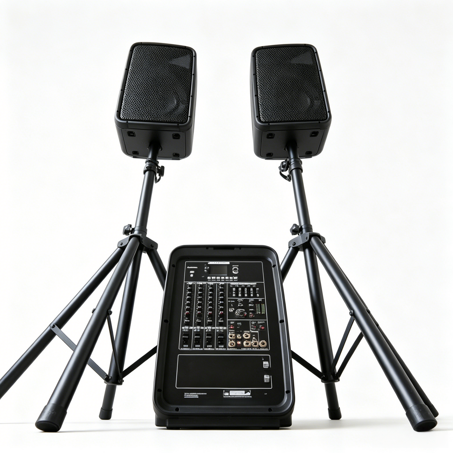 8" Colorful MP3 Lyric Screen Powered Combo Speaker – 2×150W Stereo Mixer, USB/BT/TWS/DSP, 4-Channel Mic Input