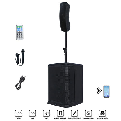 2000W Professional Active Array Column Speaker – 12" 1.1 Channel with DSP for Party, Karaoke
