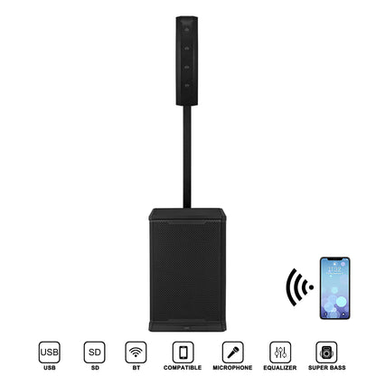Professional Active Array Column Speaker PA System – 12" Subwoofer, DSP, Bluetooth TWS, Karaoke