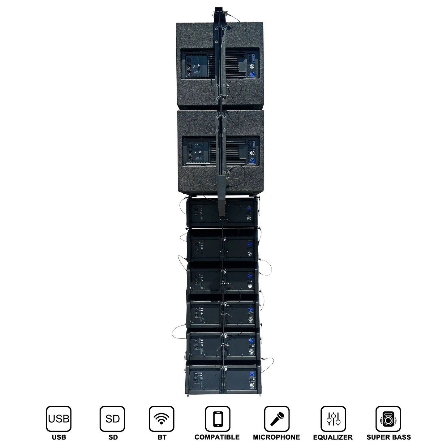 Dual 15" 5000W Stereo Powered DJ Speaker System – Outdoor Professional Stage/Party/Concert Line Array