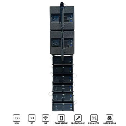 Dual 15" 5000W Stereo Powered DJ Speaker System – Outdoor Professional Stage/Party/Concert Line Array