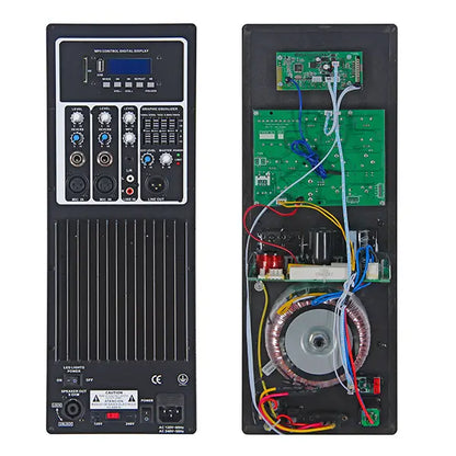 This professional power amplifier features a robust toroidal transformer for superior sound quality, efficient cooling fins, and built-in MP3 playback functionality. Ideal for stage performances, KTV, and conference systems.