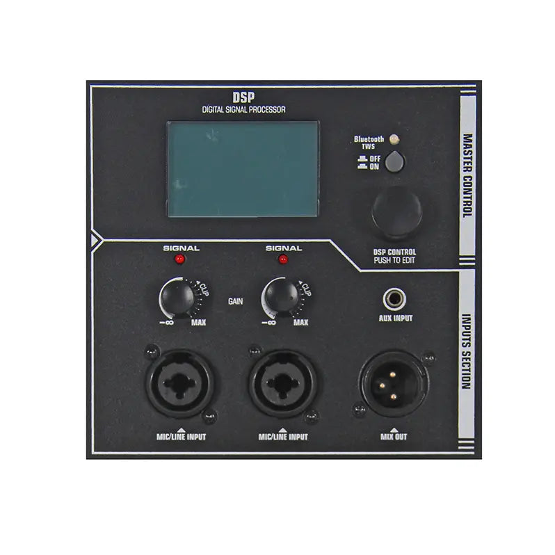 Audio DSP Processor with Bluetooth Control for Conference Room / KTV
Features microphone inputs, gain control, signal indicator, and line outputs. Ideal for professional audio system optimization.