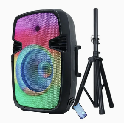 800W 15" Powered Portable Bluetooth Speaker with Flame Fashionable Light