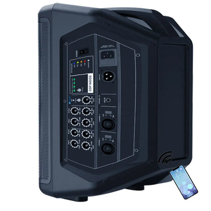 1500W 8" Portable Professional PA Speaker System – Outdoor Karaoke with Battery, DSP Mixer, Guitar Input