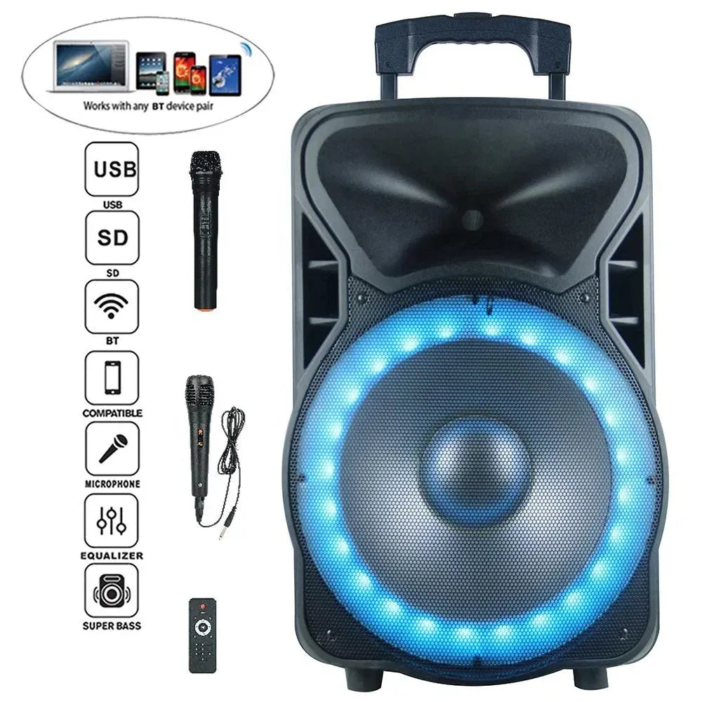 15" 1200W PMPO Powered Karaoke Set, Portable DJ Sound System
