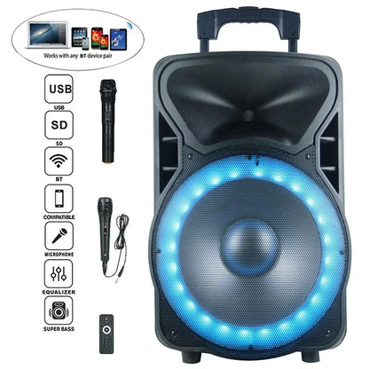 15" 1200W PMPO Powered Karaoke Set, Portable DJ Sound System
