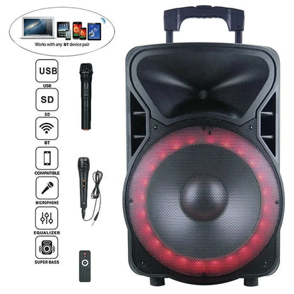 15" 1200W PMPO Powered Karaoke Set, Portable DJ Sound System