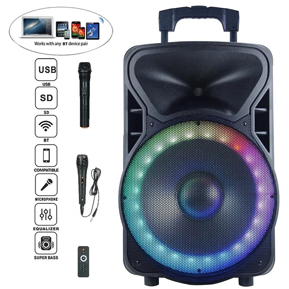 15" 1200W PMPO Powered Karaoke Set, Portable DJ Sound System