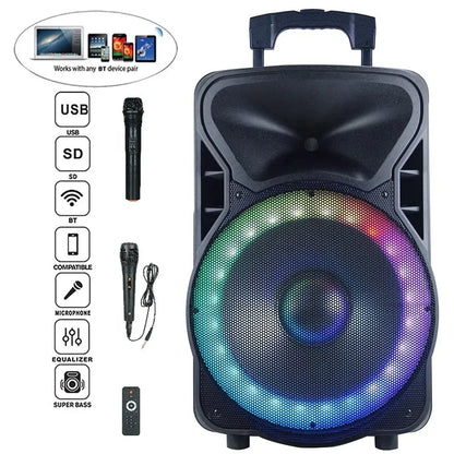 15" 1200W PMPO Powered Karaoke Set, Portable DJ Sound System