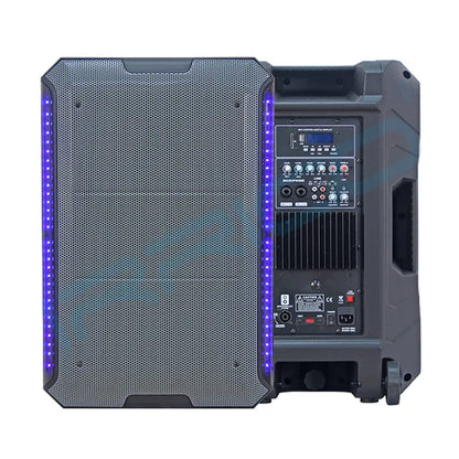 15" Trolley Karaoke Active Speaker System – Bluetooth Party Speaker with DSP; LED Lighting