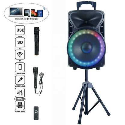 15" 1200W PMPO Powered Karaoke Set, Portable DJ Sound System