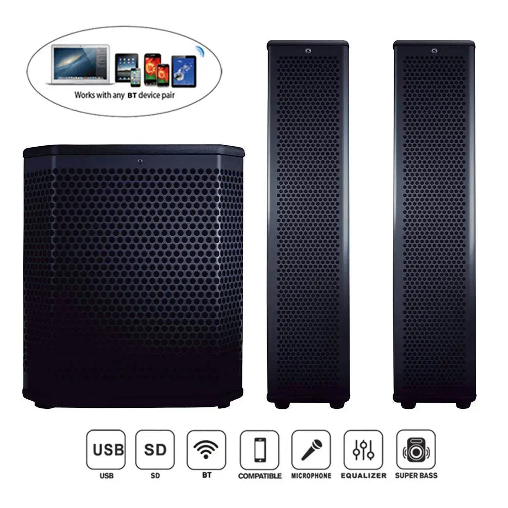 12" 2000W Professional Audio Subwoofer Karaoke PA Bluetooth Speaker System – Active Line Array Sound Box